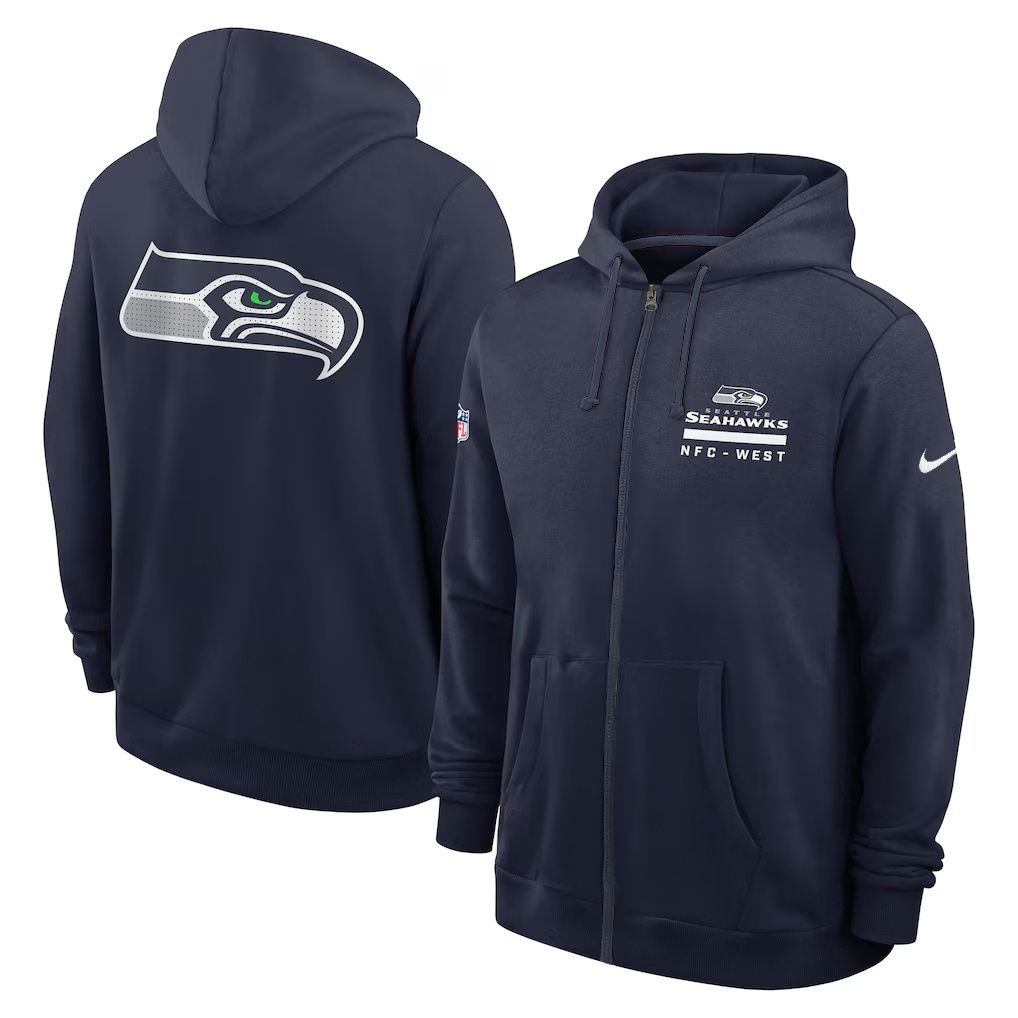 Men 2026 NFL Seattle Seahawks zip-up hoodie Blue 01->cincinnati bengals->NFL Jersey